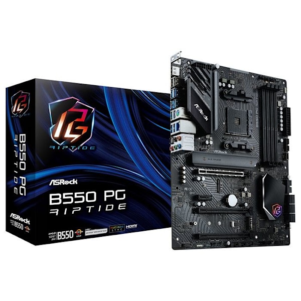 Moderkort - ASROCK - B550 PG Riptide - DDR4 SDRAM - Sockel AM4 - AMD Ryzen 3000/4000/5000 - PCIe 4.0