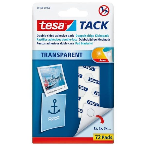 TESA TACK självhäftande kuddar - Transparent - x 72 Transparent