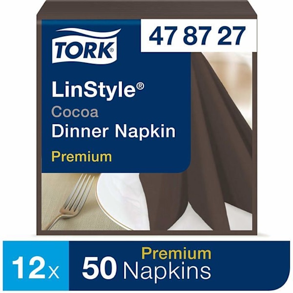 Tork - 478727 - Dinner Premium Linstyle servetter kakaofärg / 1 lager - 39cm x 39cm - 12 x 50 servetter