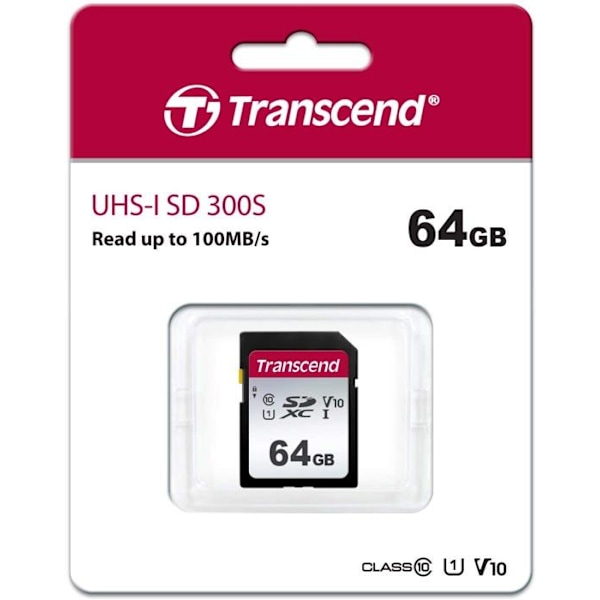 TRANSCEND 300S 64GB UHS-I U3 SD-kort - Video Class V30 / UHS-I U3 / Class10