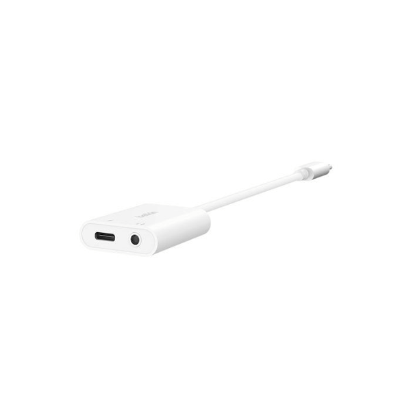 Belkin adapter och omvandlare USB-C adapter + 3,5 mm ljud + laddning, vit