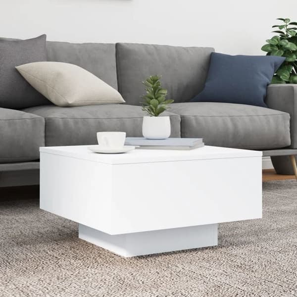 vidaXL Soffbord Vit 55x55x31 cm Konstruerat trä 836567 Vit
