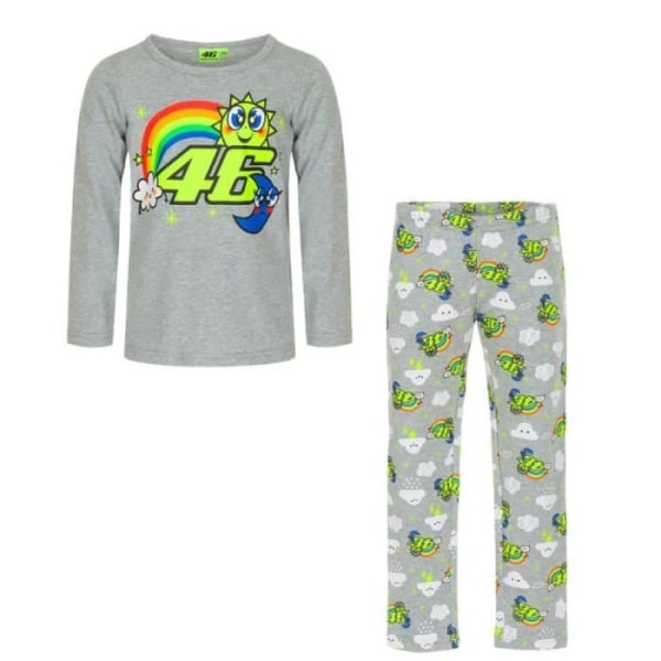 Pyjamas för barn VR46 Sol/Måne Valentino Rossi Officiell MotoGP Grå 6-8 år gammal