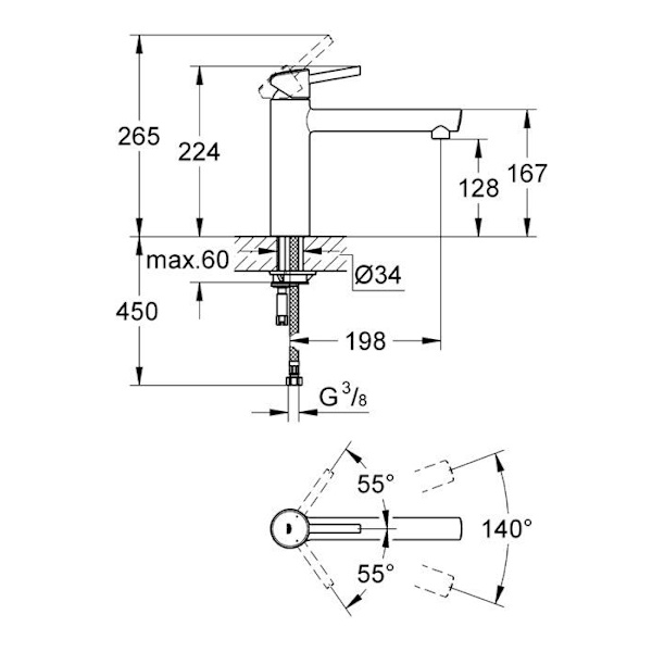 GROHE New Concetto, Krom, 3,5 cm