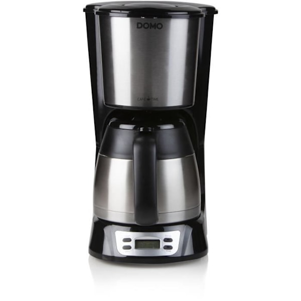 Filterkaffebryggare - DOMO - DO709K - 1000 W - 1 L - 8 koppar - LCD-skärm - 24 timmars timer - Rostfritt stål Svart stål