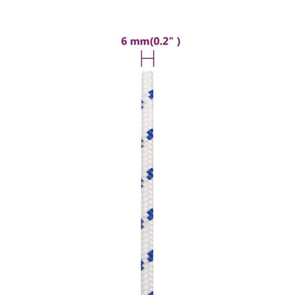 152285 vidaXL Båtrep Vit 6 mm 50 m Polypropen Vit