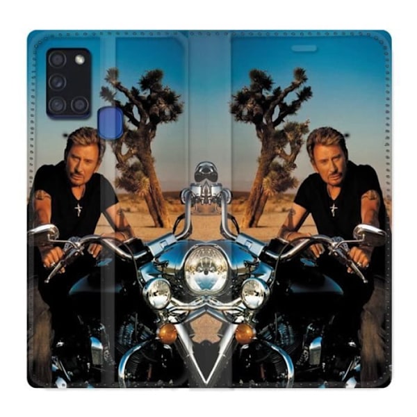 Plånbok läderfodral till Samsung Galaxy A21S Johnny Hallyday Moto en storlek