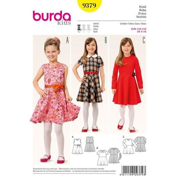Mönster Burda Kids 9379 Klänning