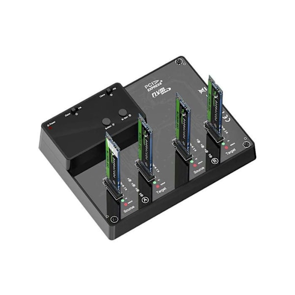 USB-dockningsstation för 4 M2 NVMe SSD, USB3.2 Gen2 10GB-anslutning. Dockning med KLONINGSFUNKTION och extern strömförsörjning