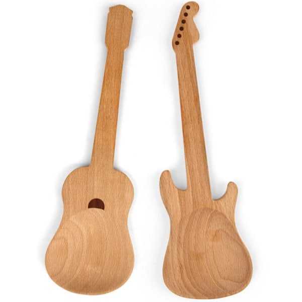 Salladservetter - Gitarr - Trä - 2 stycken - Naturlig - Ej diskmaskinssäker Naturlig