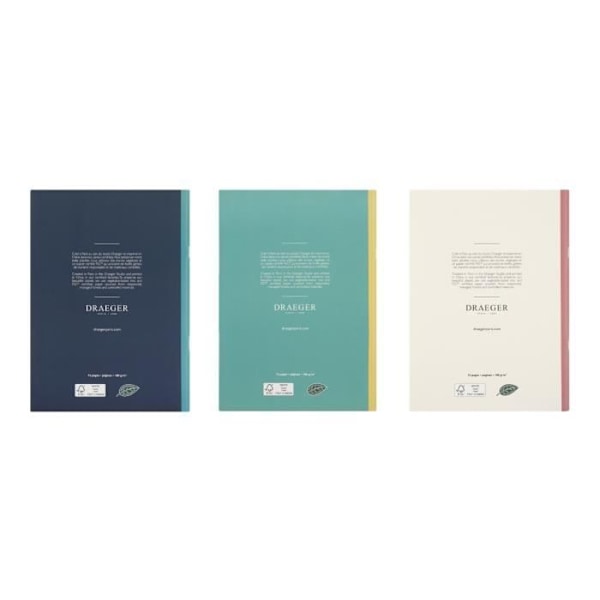A5 Linjerade Anteckningsböcker - Draeger Paris - Paket med 3 - Mjukt omslag - FSC®-certifierat papper - Växtbaserade färger