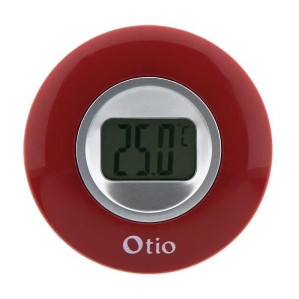Inomhustermometer - Otio - LCD-display - Röd - Temperaturspann från 0 till +50°C - Fällbart stativ