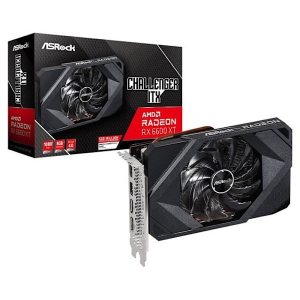 Grafikkort - ASRock - Radeon RX 6600 XT - 8 GB GDDR6 - Dual HDMI/Dual DisplayPort - PCI Express Svart