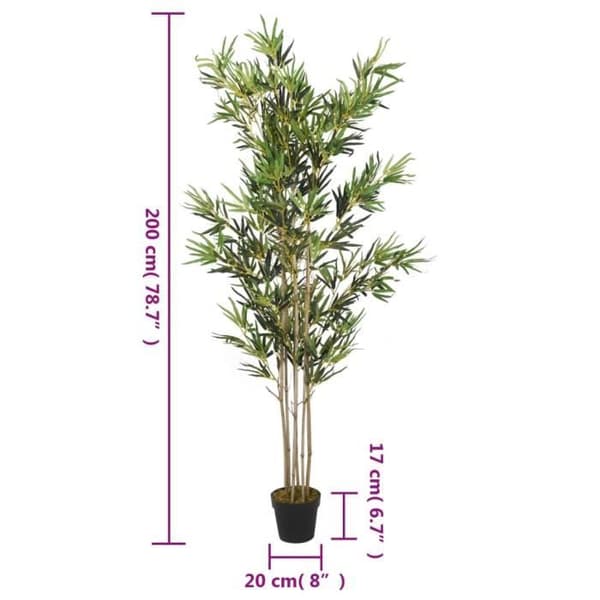 vidaXL Konstgjord bambu 1380 blad 200 cm grön 358962