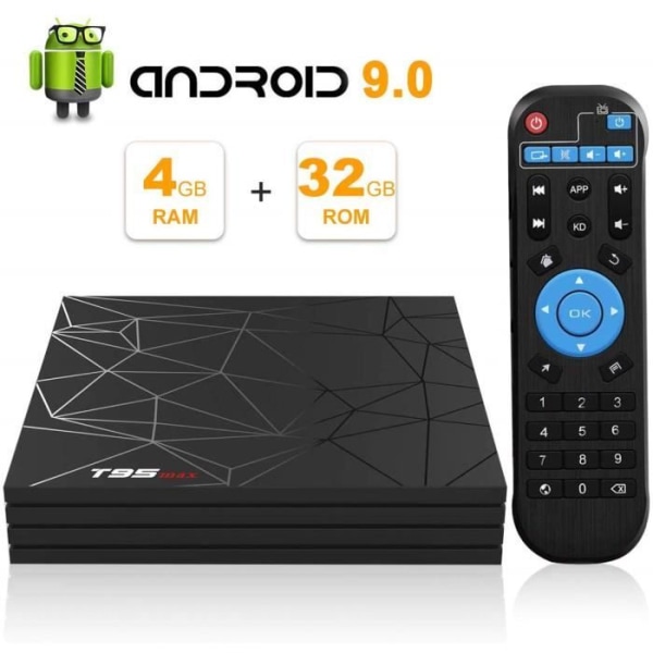 Android TV Box, Android 9.0 TV Box 4GB RAM 32GB ROM H6 Quad-Core cortex-A53 Stöd 3D 6K Ultra HD H.265 2,4GHz WiFi Etherne 2887