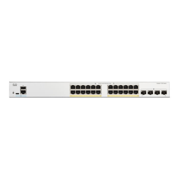 Switch - Cisco - Catalyst 1300-24P-4G - Managed - 24 portar - PoE+ - 4 x 10 Gigabit SFP+