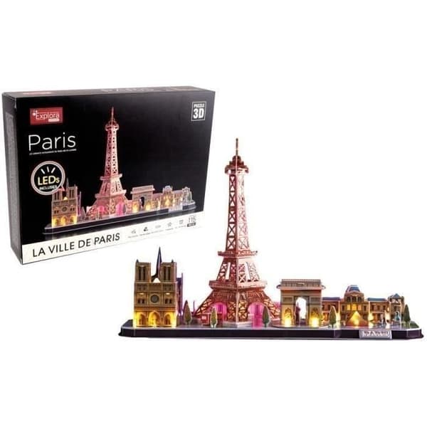 Puzzle 3D lysande - Monuments i Paris - Byggspel - EXPLORA - 115 bitar - Från 8 år