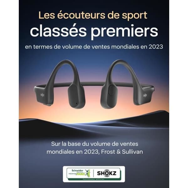 Shokz OpenRun Hörlurar med benledning Bluetooth IP67 - 8h, Brusreducerande mikrofon, USB-C, Grå Kometgrå