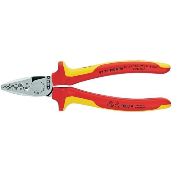 Kabelskottningsverktyg - Knipex - 97 78 180 - VDE - 0.25-16.0 mm² - Längd 180 mm