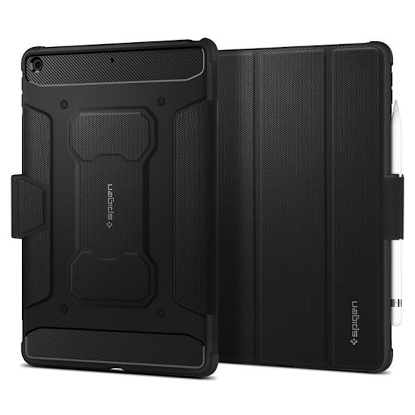 Fodral med klaff - SPIGEN - Rugged Armor Pro - iPad 10.2 (2020/2019) - Konstläder - Svart Svart