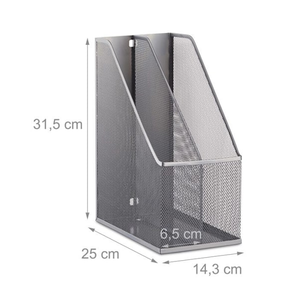 Relaxdays Tidningsställ 2 fack tidskriftshållare dokumenthållare metall A4 till C4, silver silver-