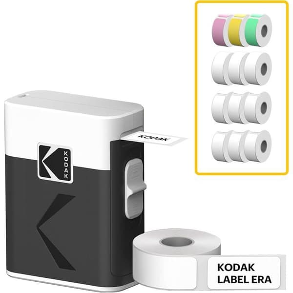 KODAK Memo Etikett ERA M50 - Etikettskrivare, Bluetooth, iOS/Android, 4 Pappersfärger Inkluderade, Kompakt Design - Vit