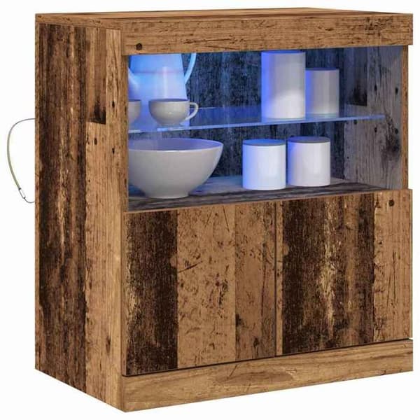 vidaXL Buffé LED Brun 60,5 x 37 x 67 cm Ingenjörsträ 863027