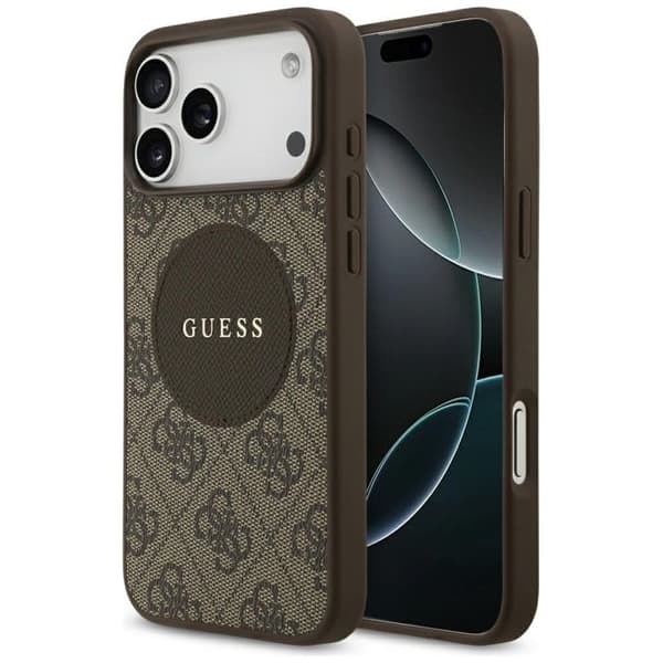 Coque Guess 4G Circle Classic Logo MagSafe för iPhone 17 Pro - Brun Brun
