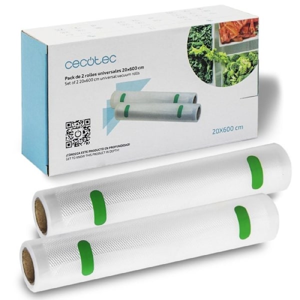 Cecotec Waffle Rolls Set med 2 Medium Rolls 20 x 600 cm. Präglad yta, BPA-fri. Lämplig för tillagning på låg temperatur eller