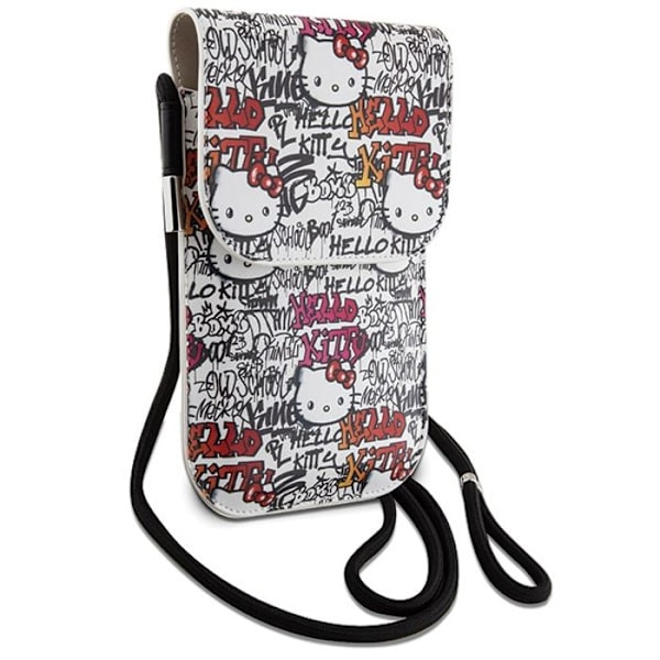 Axelväska i läder med Hello Kitty graffiti snöre (beige) beige