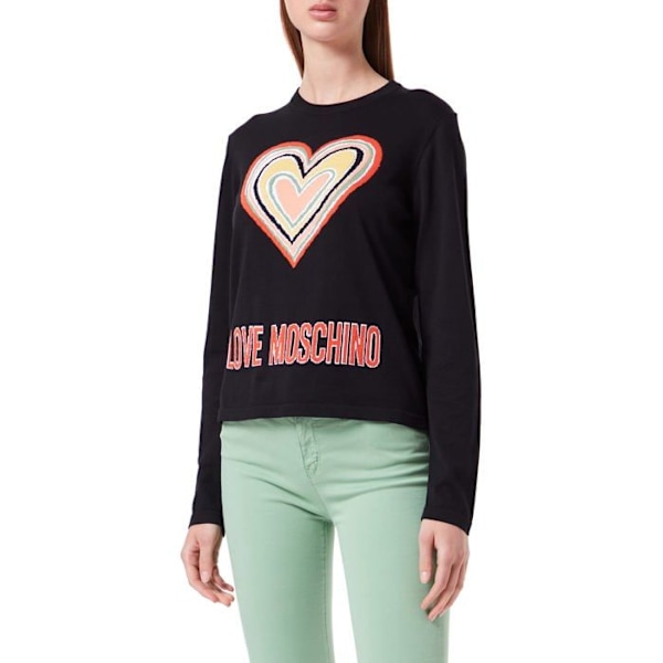 Love moschino sweatshirt - W S M12 10 X 1471 - Maxi Multicolor Heart and Institutional Logo Intarsia. Damtröja Svart XL