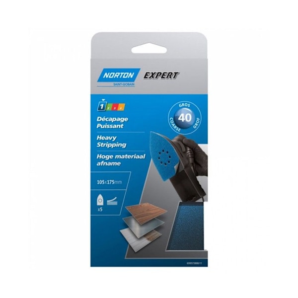 Norton 5-pack perforerad kardborre Expert 175 x 105 mm 180 korn