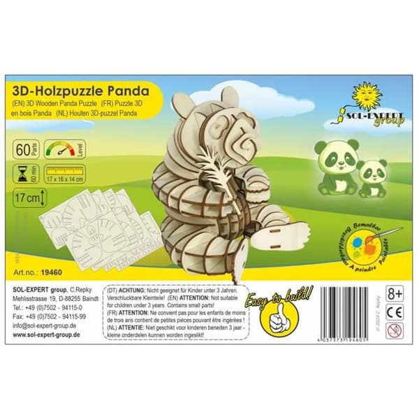 3D-pussel i trä Panda