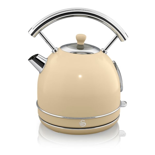 Retro Set Petit-Déjeuner Vattenkokare 1,8L Trådlös, Brödrost 2 Stora Skivor SWAN STP7050CNEU 850W Grädde 57942 Grädde