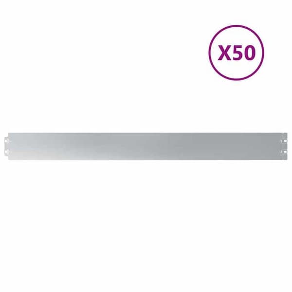 vidaXL Gräskant 50 st 10 x 103 cm Galvaniserat stål Silver 860141