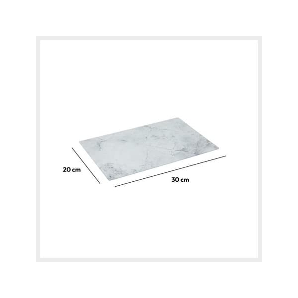 Skärbräda glas 30x20cm vit marmor effekt Vit