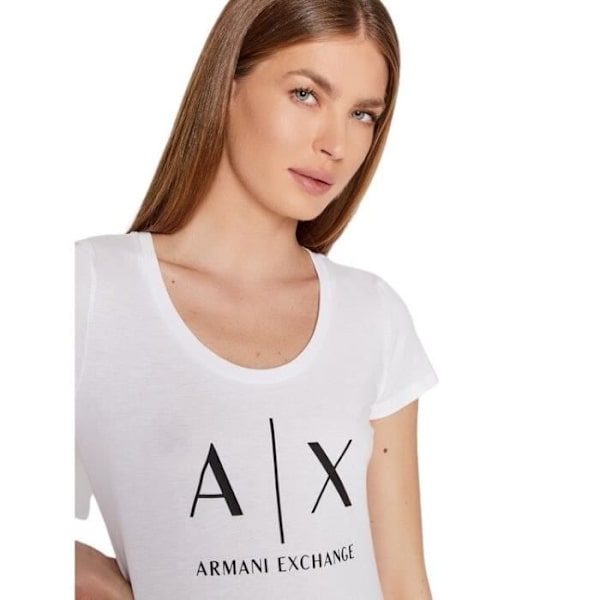 T-shirt dam - Armani Exchange - M - Vit/svart - Korta ärmar - Rundad hals vit svart M