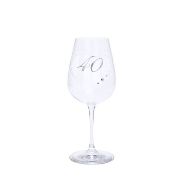 Vinglas - Maturi smakglas - 470273 - Vinglas för 40-årsdagen med graverat hjärta och strass