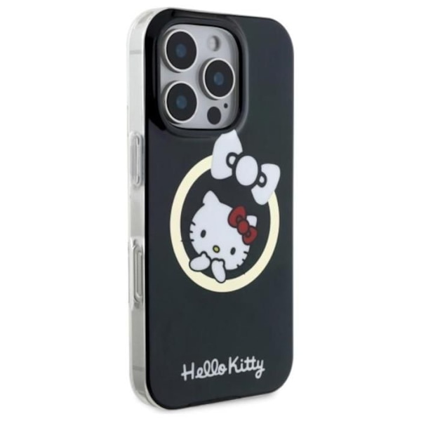 Coque pour iPhone 16 Pro Max - Hello Kitty Hardcase IML Fun Bow MagSafe (HKHMP16XHFFLBK) - Noir svart