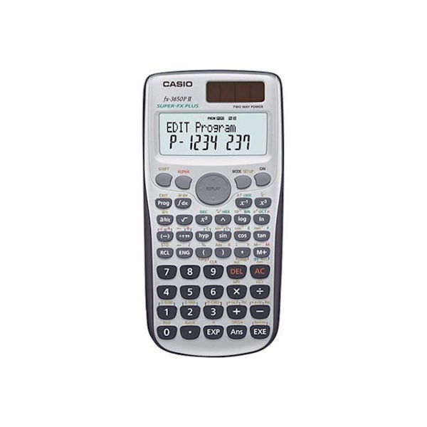 Vetenskaplig kalkylator - Casio - FX-3650P II - 10 siffror + 2 exponenter - Solpanel - Batteri
