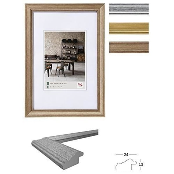Ram - Walther Design - JA040D - 30 x 40 cm - Stål - Modern - Design Stål, Guld, Silver
