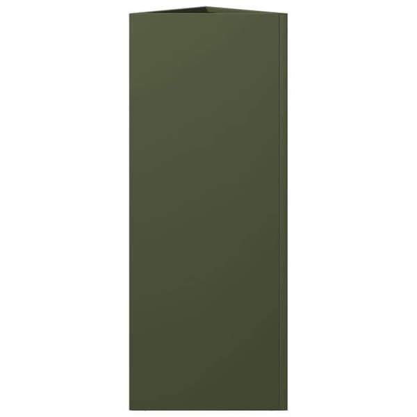 vidaXL Triangulär olivgrön kruka 30x26x75 cm stål 851149