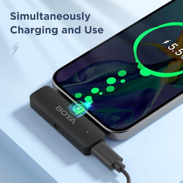 Trådlös Lavaliere Mikrofon - BOYA - BY-V4D - Kompatibel med iPhone - Batteritid 18h - Räckvidd 200m Svart