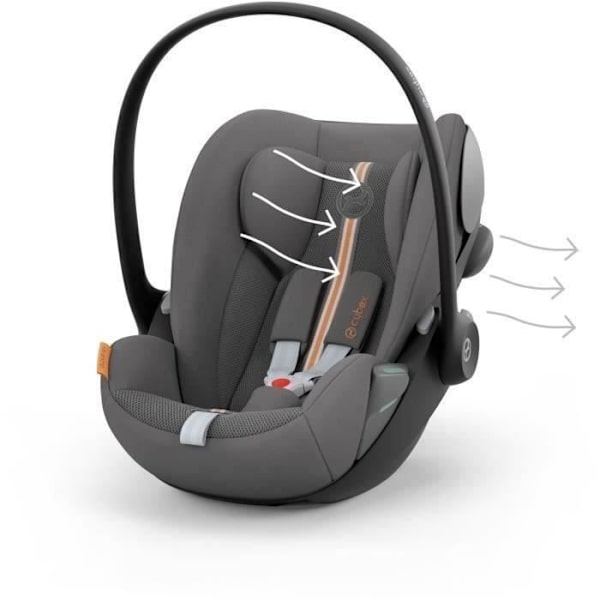 Cloud G CYBEX i-Size babybilbarnstol - Liggande - Andningsbart tyg - Flygplansgodkännande - Lava Grey Grå