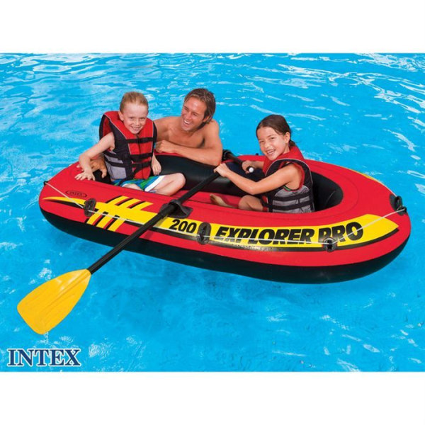INTEX EXPLORER PRO 200 2-sits gummibåt - Mått 193 x 10 x 38 cm - Blå vinyl