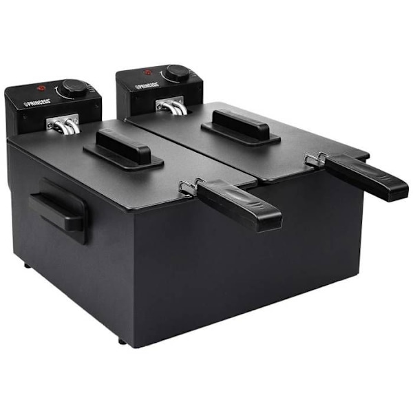 Princess 183028 elektrisk fritös med dubbeltank - 6 L - 8 portioner - 1,2 kg - 3600 W - Svart Svart