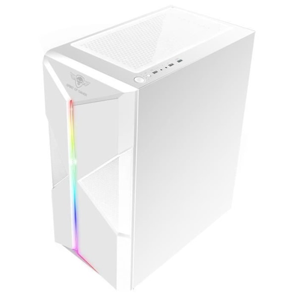 SPIRIT OF GAMER - CLONE III, Vit PC Gamer RGB Vit, För ATX/mATX/ITX, Tom Gamingchassi med Sidovägg i Härdat Glas