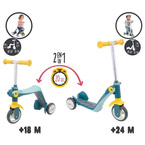 2 i 1 vändbar skateboard - SMOBY