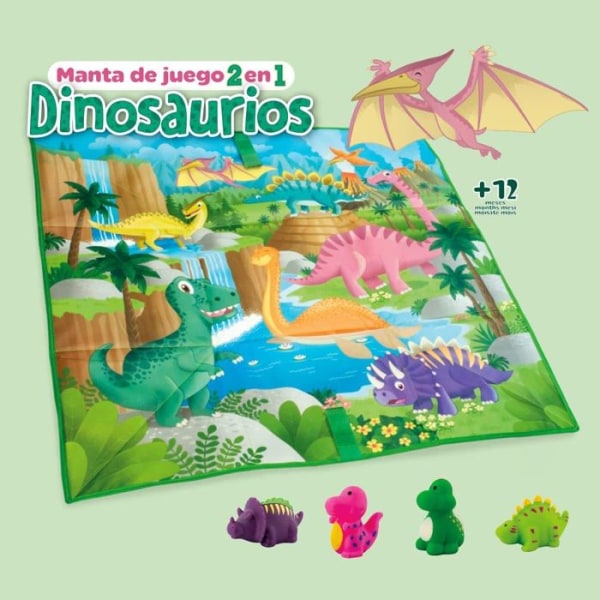 Deqube lekmatta för barn - 911D00001 - Resväska för DINOSAURIOS-leksaker, Flerfärgad, Liten