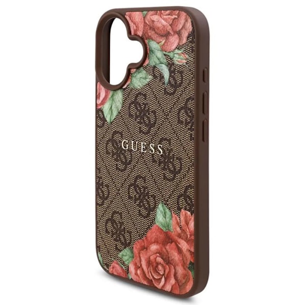 Coque för iPhone 16 - Guess Hardcase 4G Blomtryck Blomtryck MagSafe (GUHMP16SP4ROPEMCW) - Brun brun
